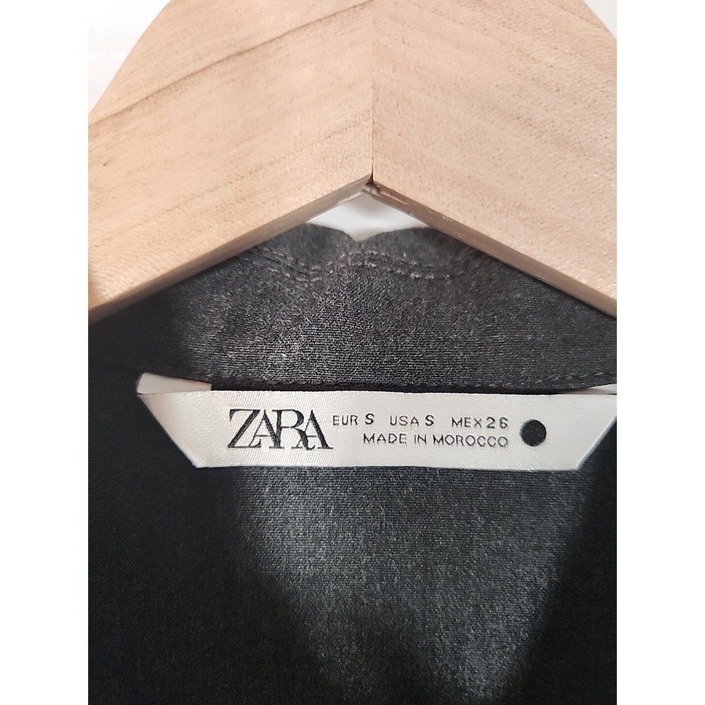 ZARA Oversized Button Front Shirt Jacket Shacket Dark Gray Boxy Utility Womens S - Picture 2 of 12